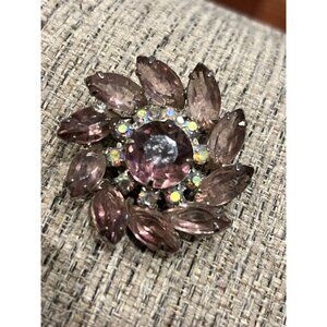 Vintage Plum Rhinestone & Crystal Brooch